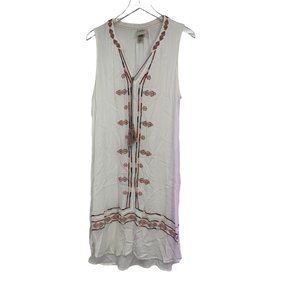 Knox Rose XL Midi Tank dress Cream  Weave Crepe Feel embroidered flower Tassels